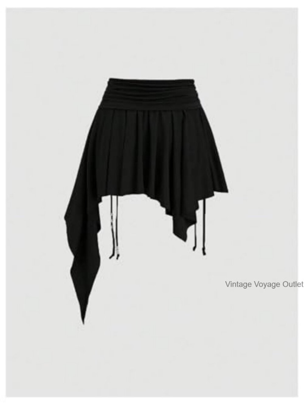 Ruched Drawstring Pleated Mini Skirt Asymmetrical Hem Night Out - Picture 2 of 6